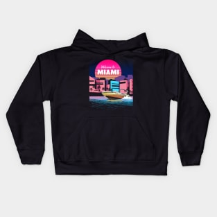 Welcome to Miami Vaporwave Sunset Kids Hoodie